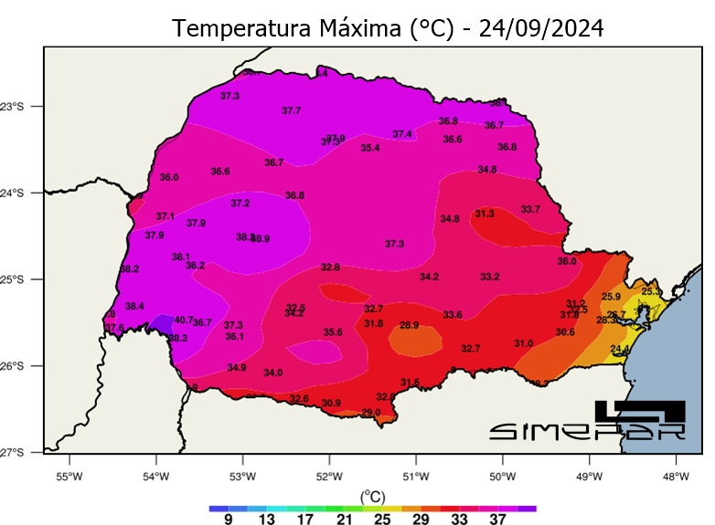 mapa-temperatura-máxima-paraná