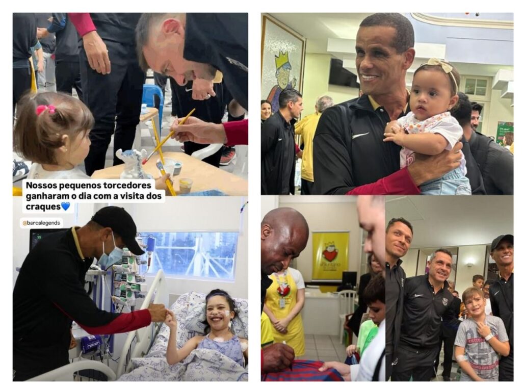 Jogadores do Barça Legends visitam crianças no Hospital Pequeno Príncipe