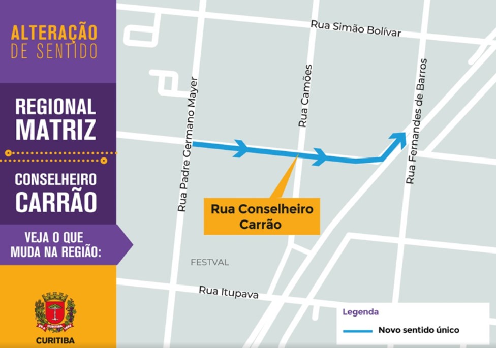 rua conselheiro carrao sentido unico curitiba